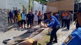 Simulasi kebakaran di Lapas Kelas IIB Pati. Foto: Doni Suntana