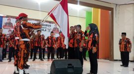 Ketua MPC Pemuda Pancasila Kabupaten Pati, Eko Kuswanto, saat pelantikan di Gedung PGRI Pati, Senin (28/10/2024). Foto: Bang Horor